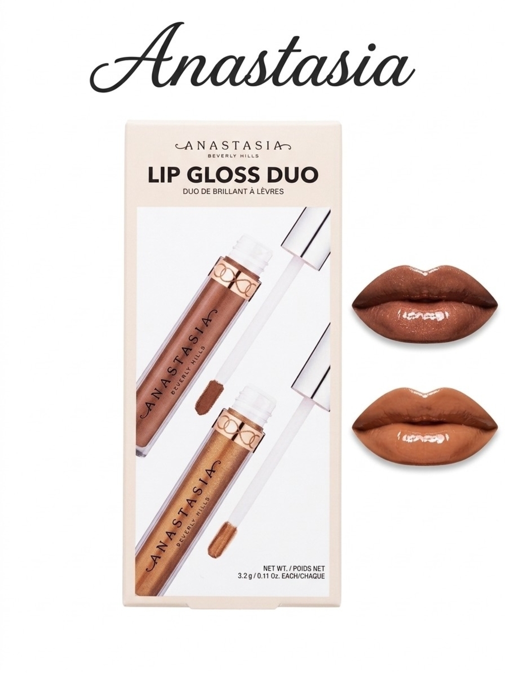 Anastasia Beverly Hills Lip Gloss Duo — Copper Bronze & Warm Caramel NEW